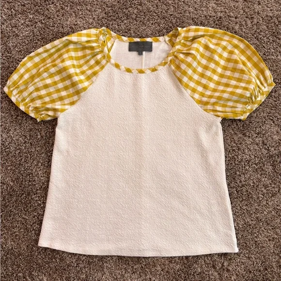 Anthropologie (Sunday in Brooklyn) Gingham Puff-Sleeve Top – Size Small - Picture 2 of 8